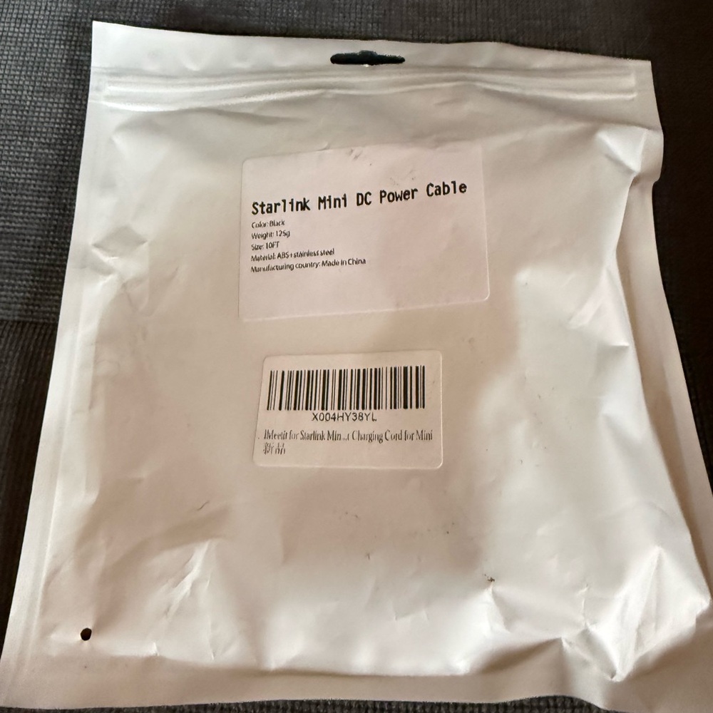 Starlink‎ NWT Mini DC Power Cable 10FT Black Stainless Steel Charging Cord